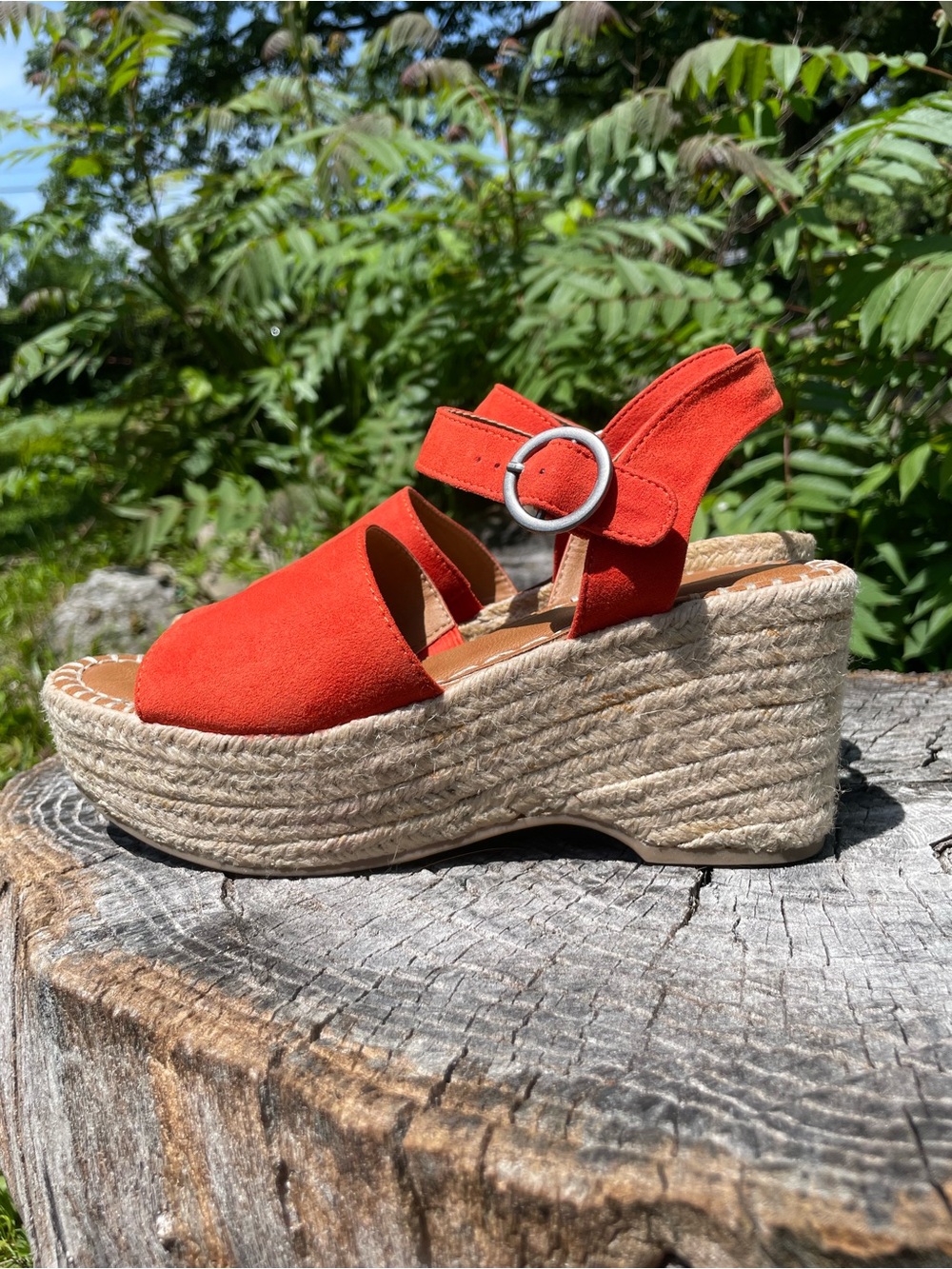 Universal Thread Orange Suede Espadrille Wedge Sandals